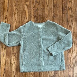 Joie Sage Green Boucle Sherpa Teddy Fleece Lined Button Down Jacket.